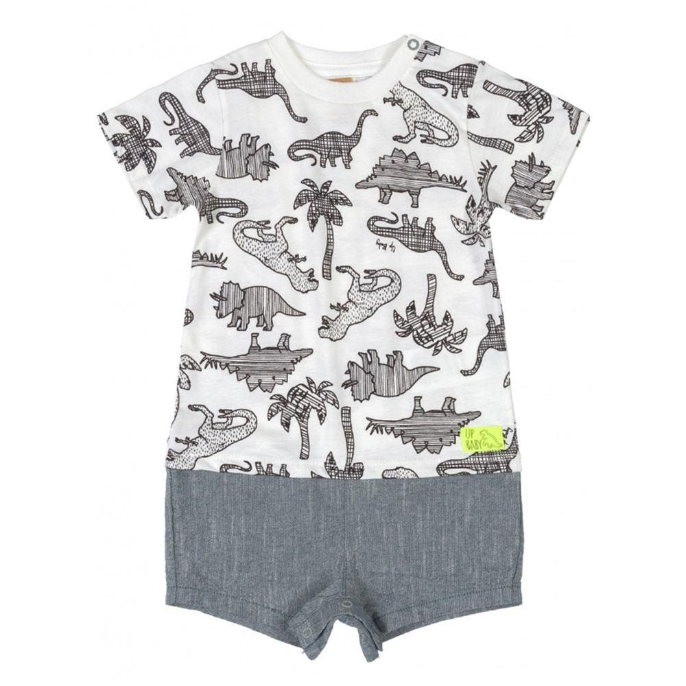 Macaquinho Bebê Dinossauros Branco Up Baby
