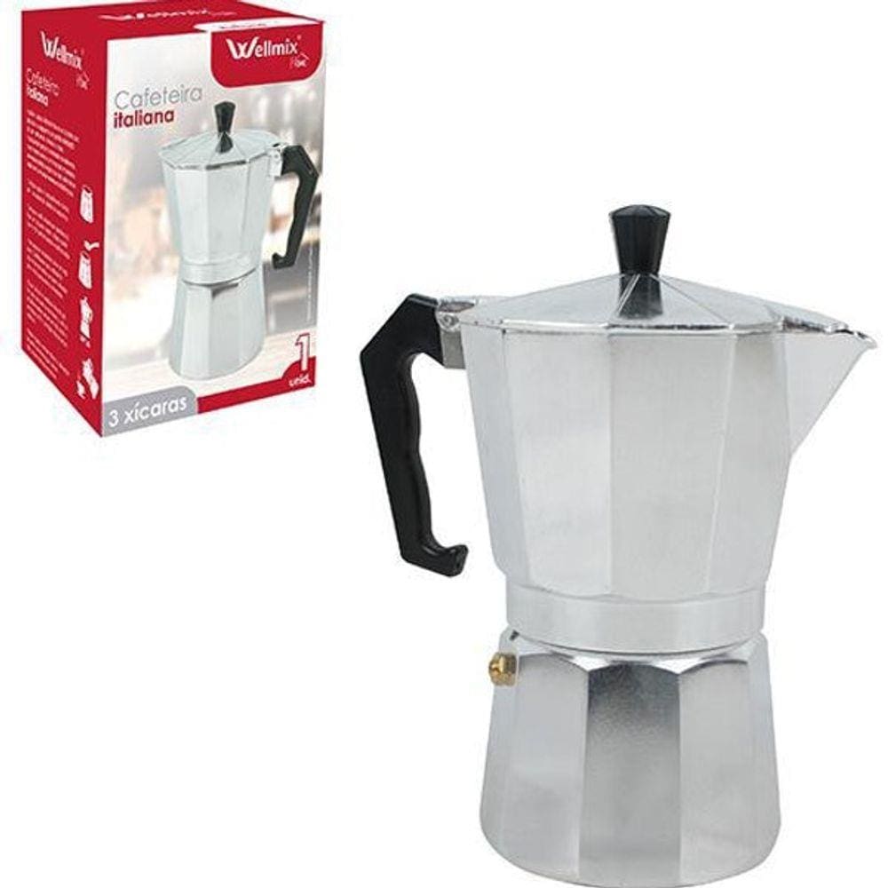 Cafeteira Italiana De Aluminio 200Ml Para 3 Xicaras Na Caixa
