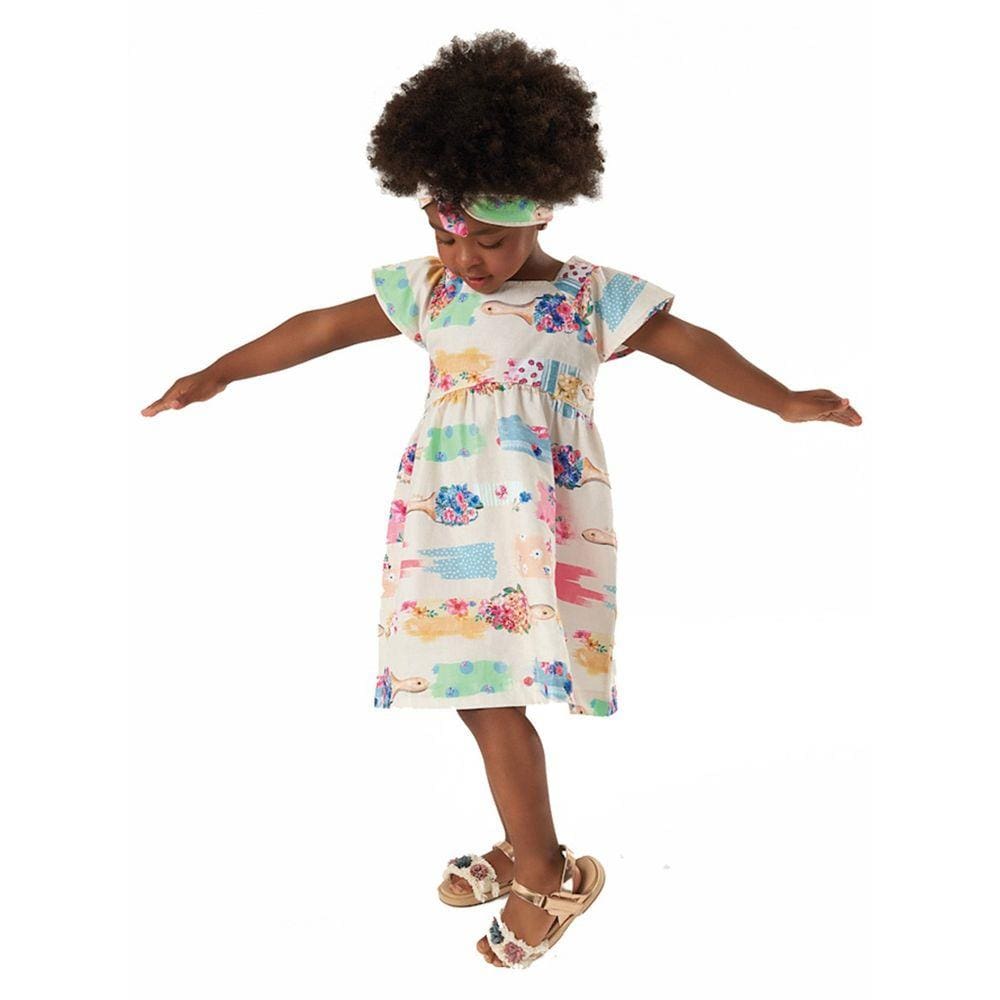 Vestido Infantil com Faixa em Tecido Gelo Up Baby