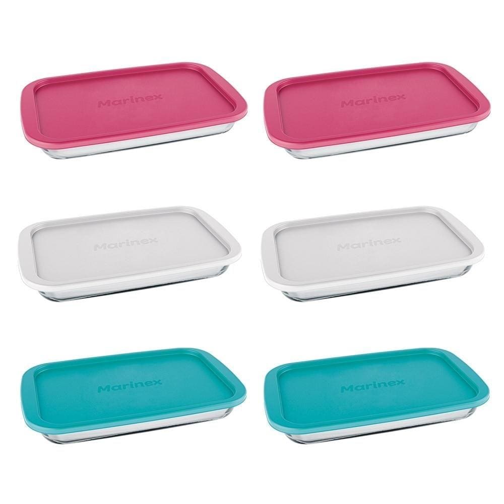 Assadeira c/ Tampa Plástica Retangular Pequena 6 Peças - Marinex
