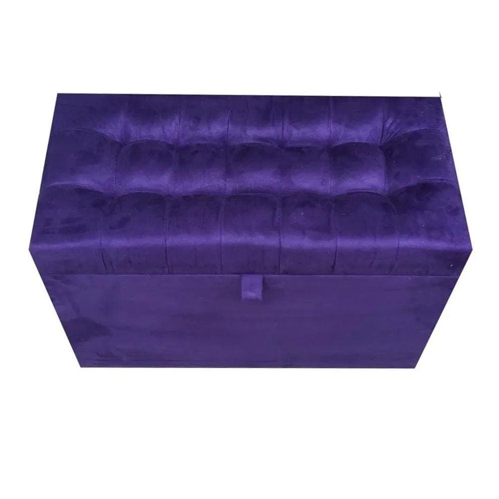 Puff Baú Estofado Retangular - 68 Cm - Roxo