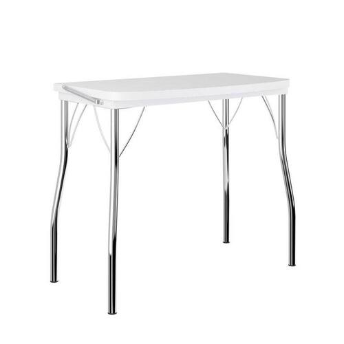 Mesa Dobrável Tampo Branco Tubos Cromados Carraro Menor preço em Mesa Dobrável Tampo Branco Tubos Cromados Carraro
