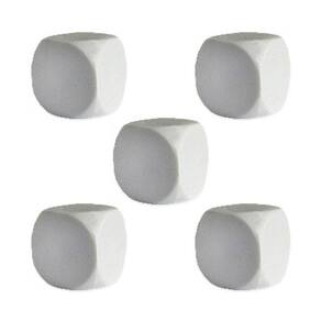 Conjunto 5 dados D6 Branco Plastico Liso 16mm Ludens Spirit CUB16BRPL