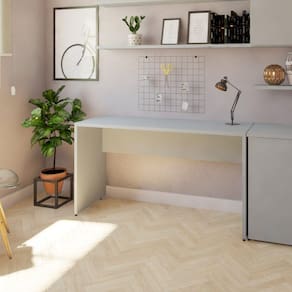 Mesa Reta Corp 25mm 130 cm Bramov Móveis Cinza Cristal