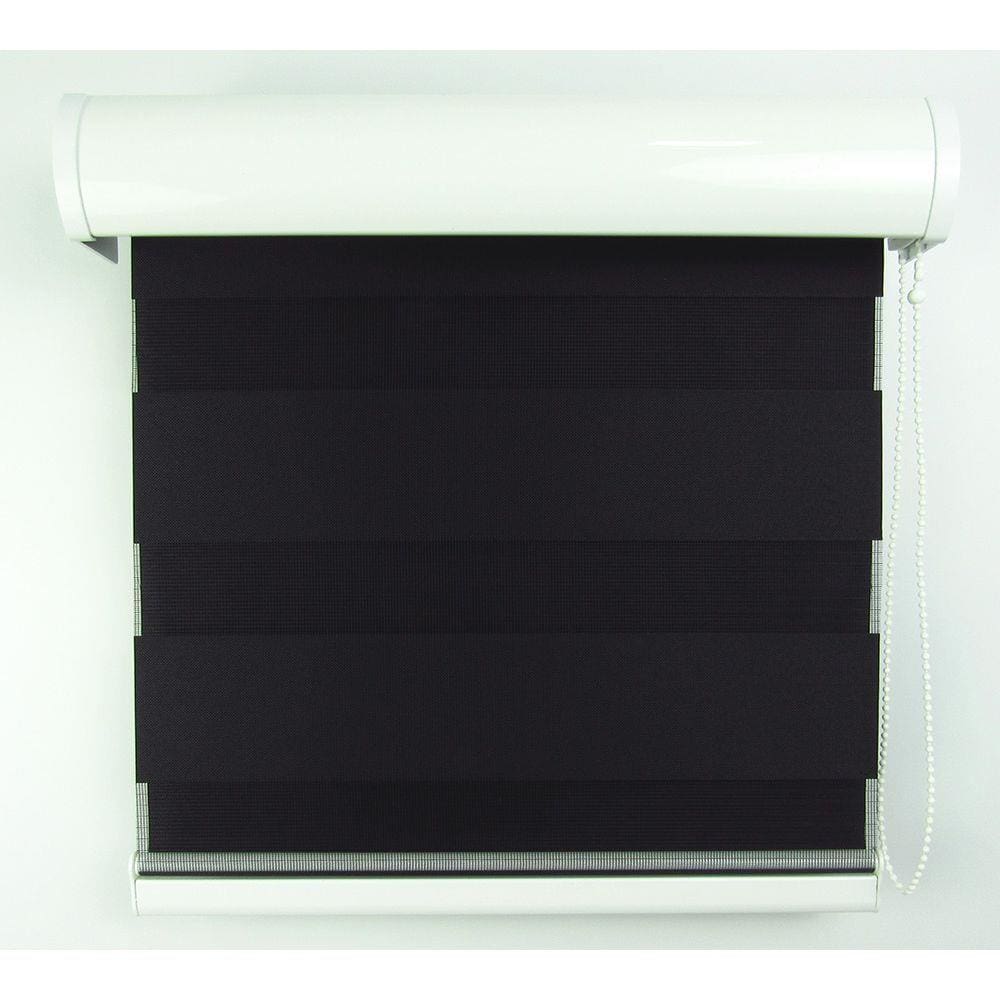 Cortina Rolô Double Vision Com Perfil Frontal Crisdan 2,00 Largura X 2,20 Altura Preto