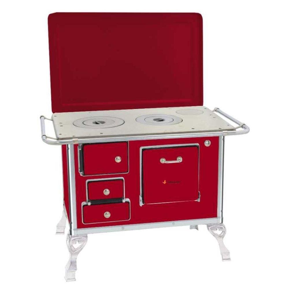 Fogão a Lenha 02 Vermelho Intenso Com Tampa 2DTVR Met. Venâncio