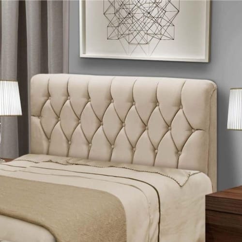 imagem-Cabeceira para cama box/king Istambul dobuê 1.95M com capitonê suede bege