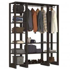 Guarda Roupa Closet 3 Peças 2 Cabideiros e 12 Nichos Yes Nova Mobile Grafite Intenso