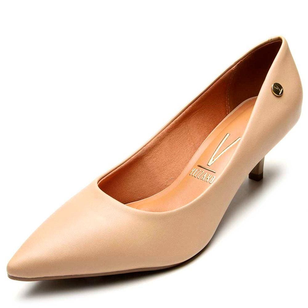 Scarpin Vizzano Pelica Conforto Salto Baixo - Bege