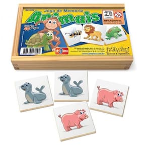 Jogo De Memória Animais 40 Peças - Jottplay
