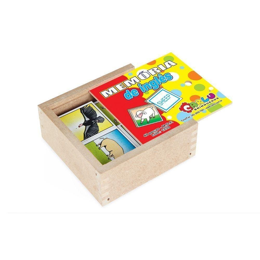 Jogo Da Memória Educativa Inglês Em Mdf Com 40 Peças Carlu