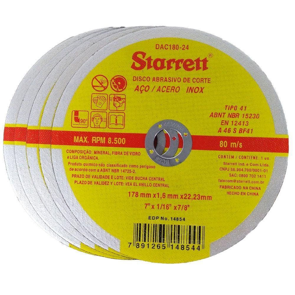Disco de Corte Fino 7 X 1.6 mm DAC180-24 Starret 50 Unidades