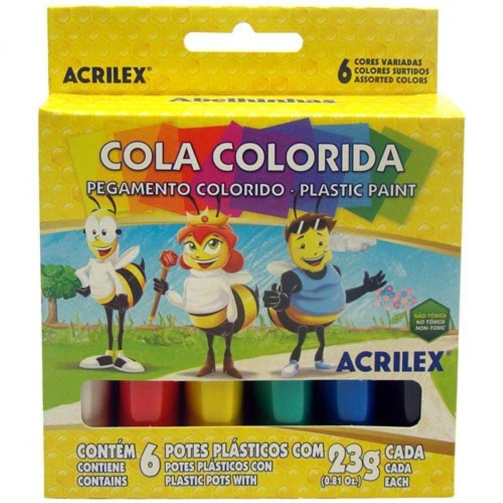 Cola Colorida Acrilex c/ 6 cores 02606