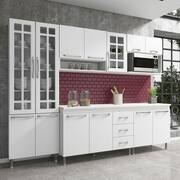 Cozinha completa sophie viena modulada 6 peças 295 cm 15 portas 3 gavetas  com tampo branco