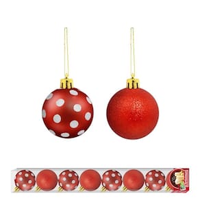 Enfeite De Natal Bola Poa Vermelha Brilhante 8 Unidades