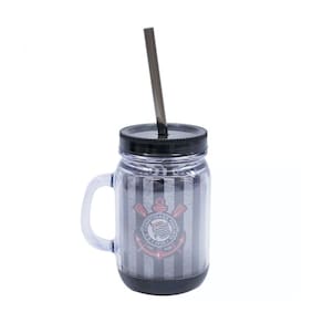 Caneca com Tampa e canudo 420ml - Corinthians