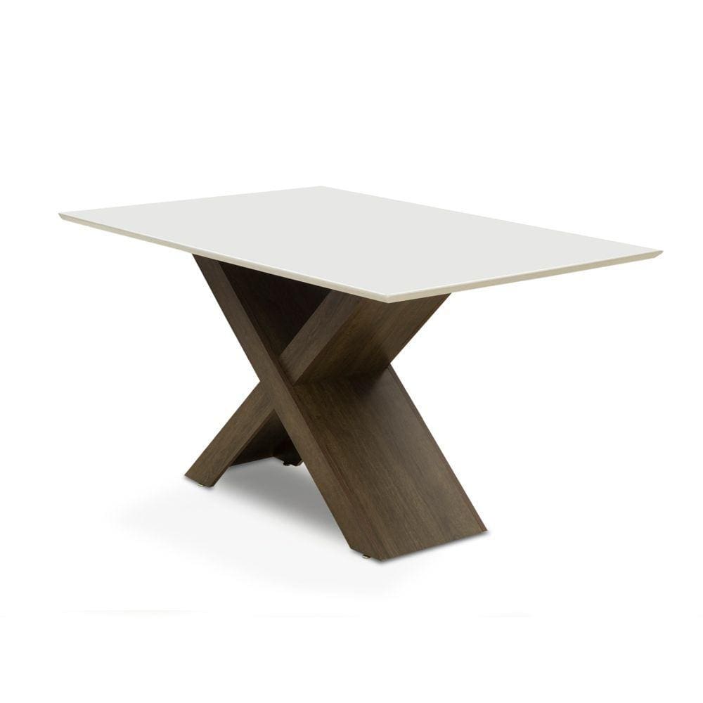 Mesa Dubai 1,35m Dobuê Castanho / Off White - Marrom