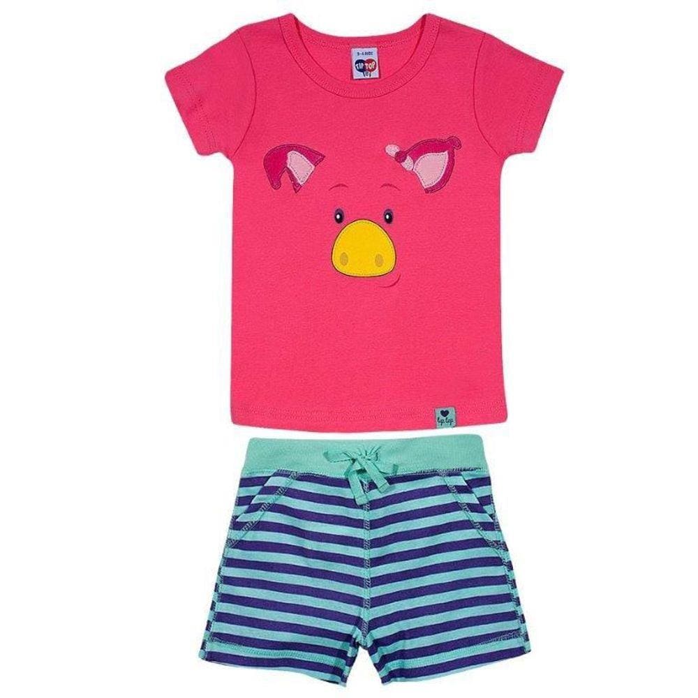 Pijama Infantil Curto Porquinha Rosa TIp Top