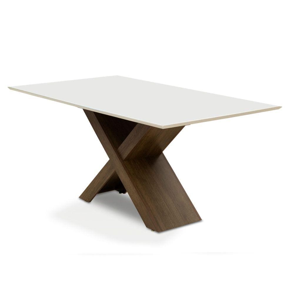 Mesa Dubai 1,80m Dobuê Castanho / Off White - Marrom