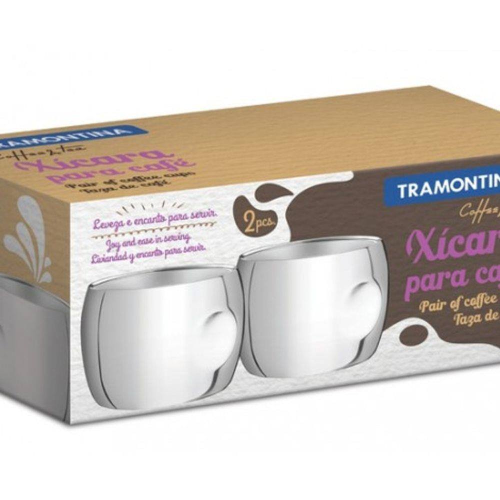 Jg. Xícaras Em Aço Inox P/ Café 2pcs Tramontina - Cinza