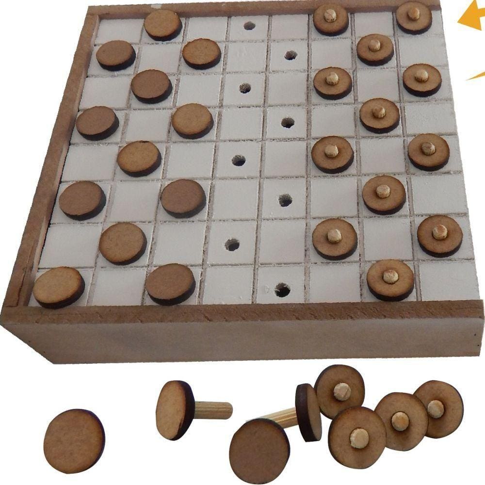Jogo De Dama Adaptado Estojo Em Mdf