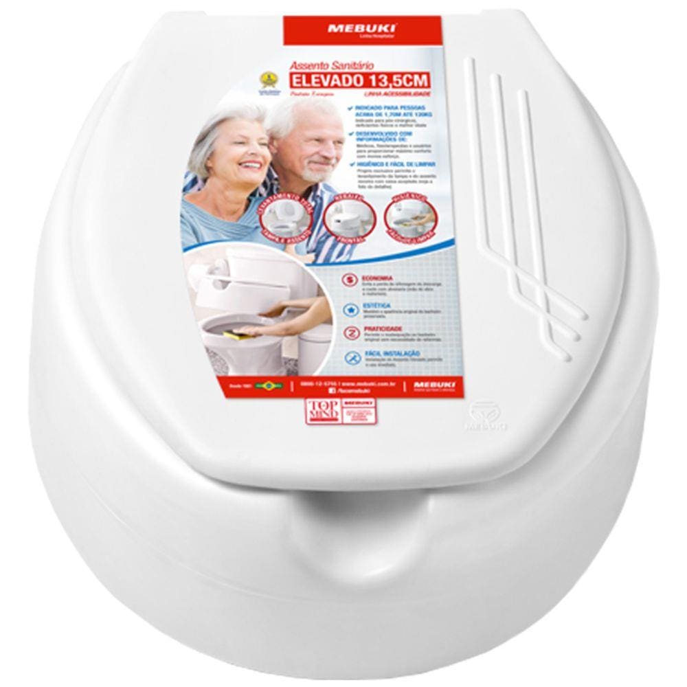 Assento Sanitário Elevado 13,5cm Branco - Mebuki