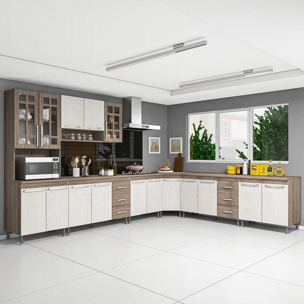 Cozinha Completa Sophie Paris Modulada 6 Peças 330 Cm 15 Portas 3 Gavetas  Com Tampo Nagal Salinas