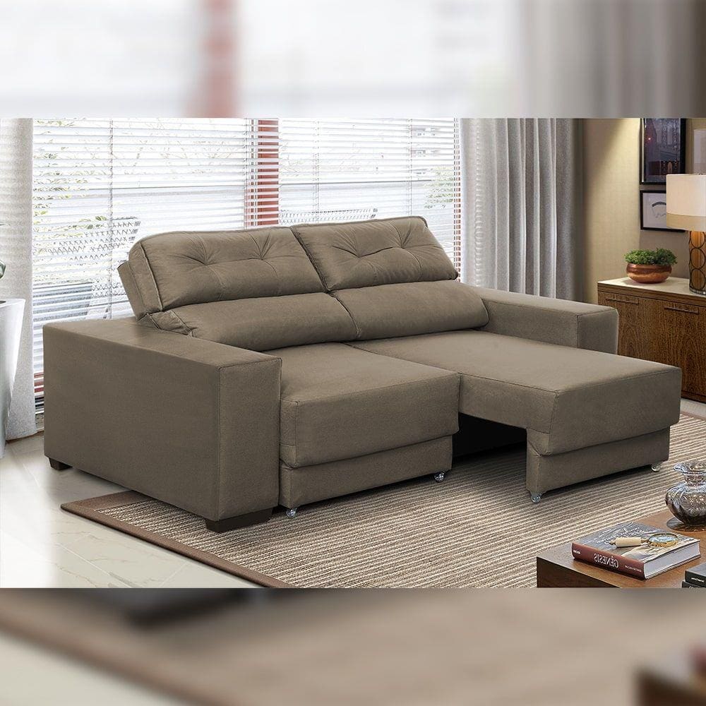 Sofá Retrátil e Reclinável 3 lugares 1,80m Rubia Suede Cappuccino