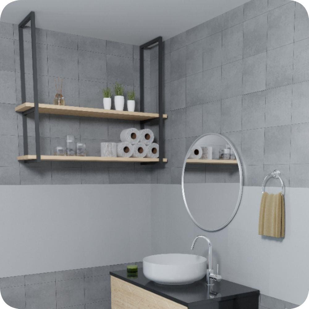 Nicho Preto Prateleira Suspensa Teto Banheiro madeira 100cm