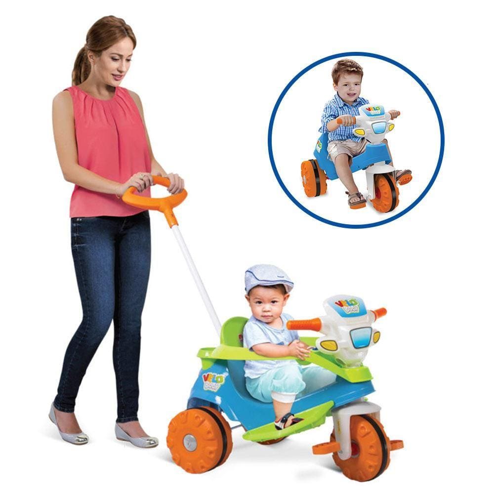 Triciclo Infantil Reclinável com Capota Velobaby Bandeirante - Le biscuit