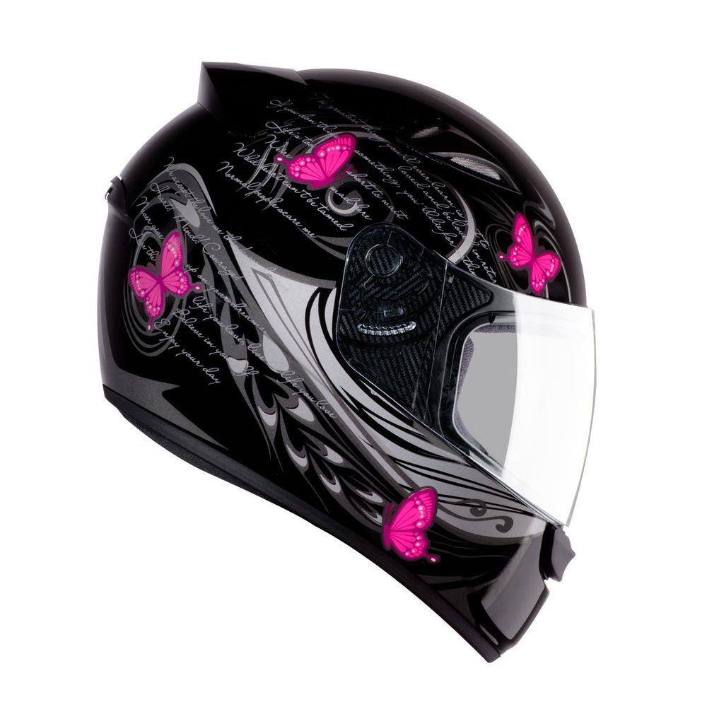 Capacete EBF Spark New Borboleta Preto Brilhante