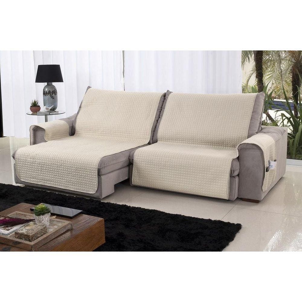 Protetor Sofá Retrátil Reclinável Assento 2,20M Bege Palha