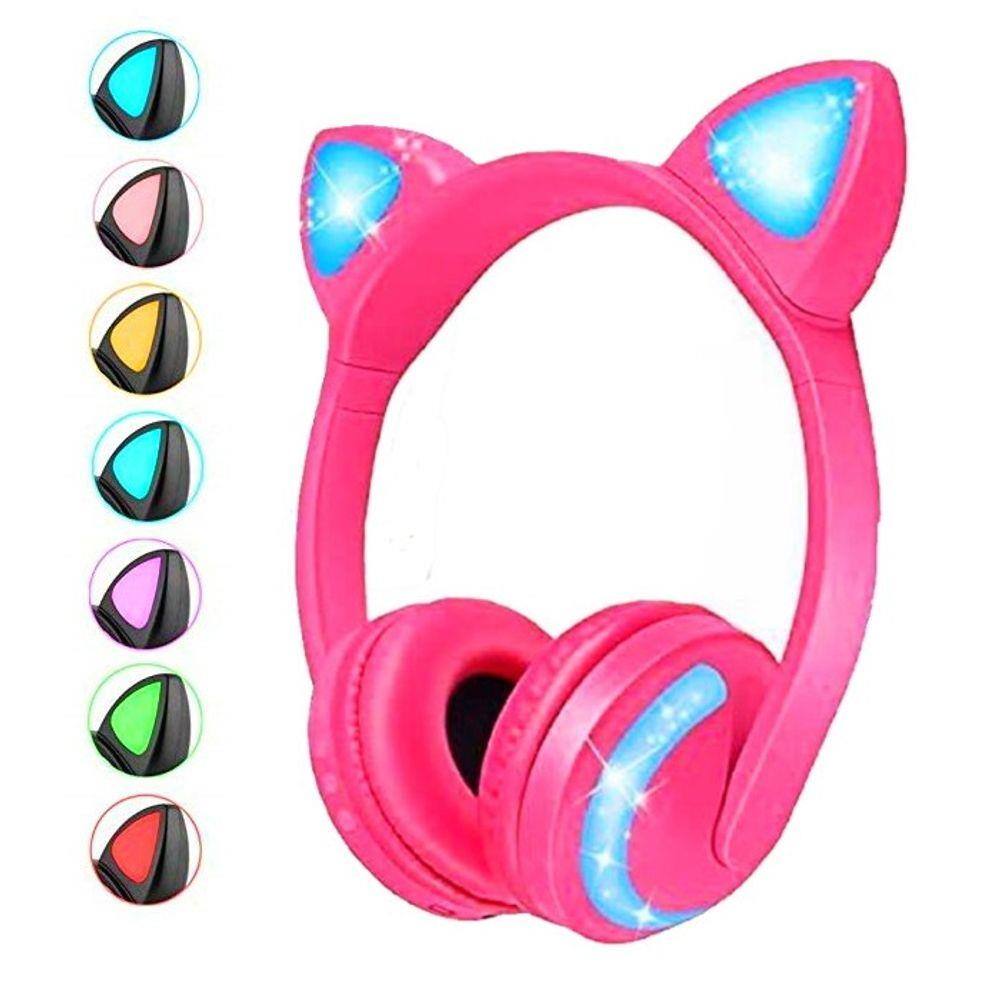 Fone Gatinho Sem Fio Led Bluetooth Infantil Orelha Gato Cat