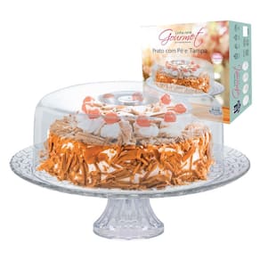 Boleira De Vidro Com Pé E Tampa Gourmet 32Cm