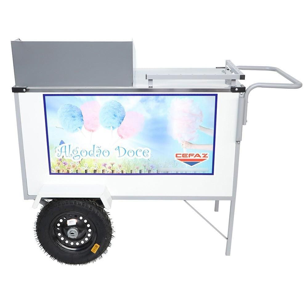 Carrinho Algodão Doce Cefaz Branco com Guarda Sol BL36P-GS