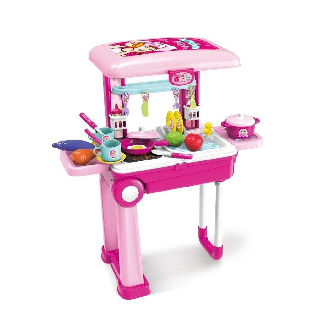 Brinquedo Infantil Chef Cozinha Fogão Maleta Rodinha 2 em 1