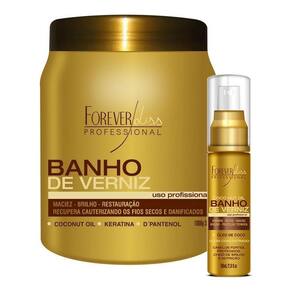 Kit Banho De Verniz Forever Liss Máscara 1kg + Óleo De Coco 60ml