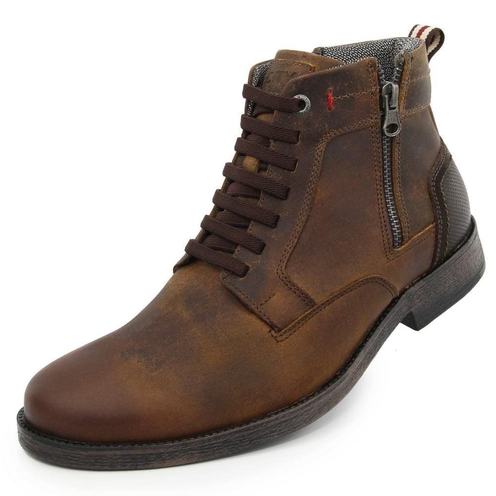 Coturno Polo City Couro Masculino Cano Baixo Casual Liso