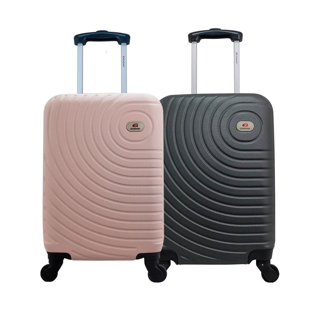 Kit Duas Malas De Bordo Rígidas 360º - Gladiador A7 - Cinza e Rosé