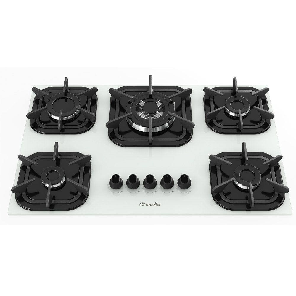Cooktop 5 Bocas Mueller Branco – Tripla Chama – Gás Bivolt – 601093002