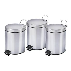 Kit 3 lixeiras aço inox de 5 litros Travel Max