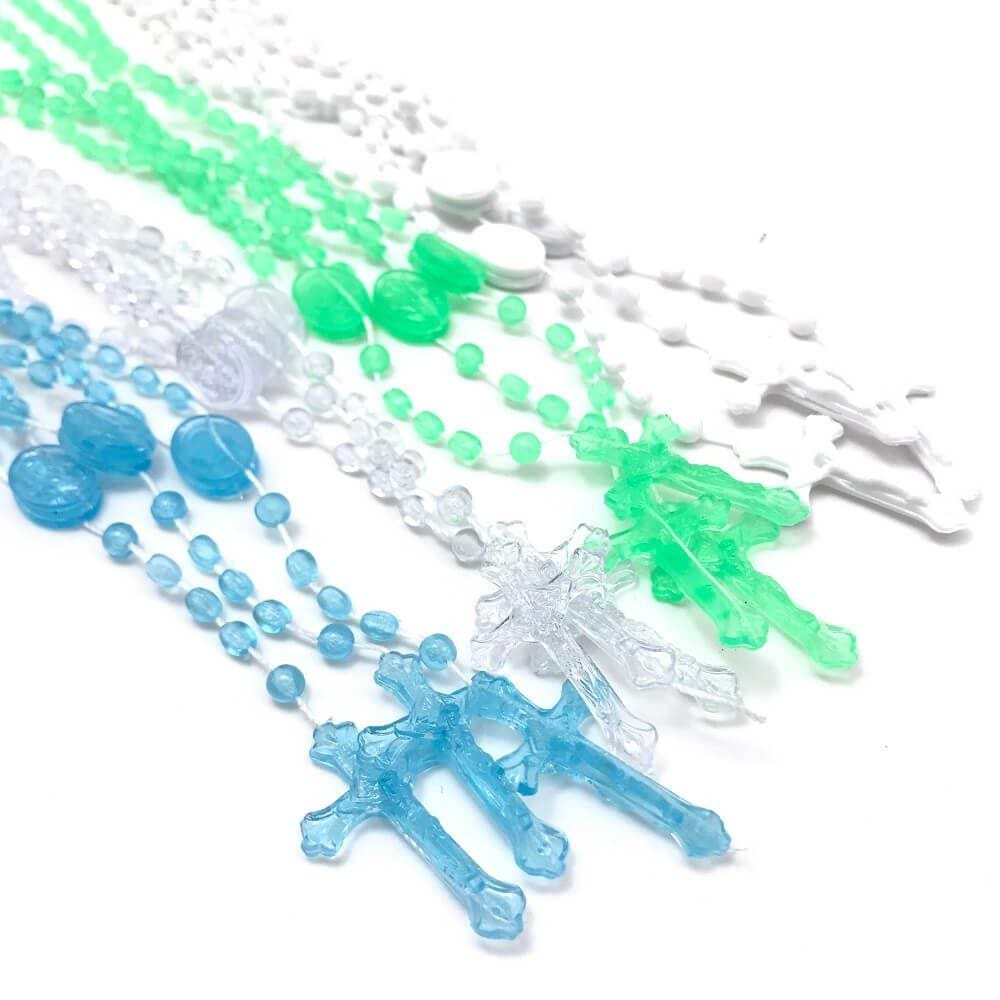 Kit Terços Católicos de Plástico Colorido - 12 unidades