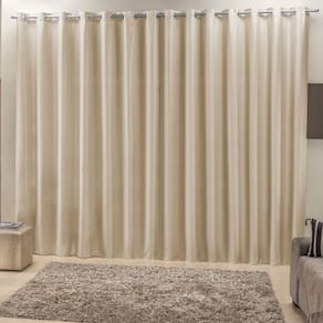 Cortina 3 Mts Sala Quarto Escritório Ráfia Trilho Comum Baratissima Bege