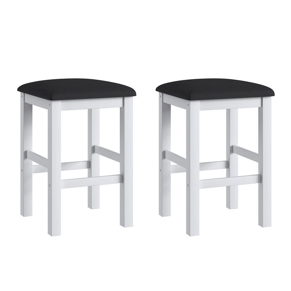 Conjunto De Banquetas Móveis Canção 2909 Estofadas 2 Peças Branco/Preto