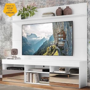 Rack c/ Espelho e Painel TV 65" c/ Prateleira Madri Multimóveis
