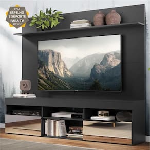 Rack c/ Espelho e Painel TV 65" c/ Suporte  e Prateleira Madri Multimóveis