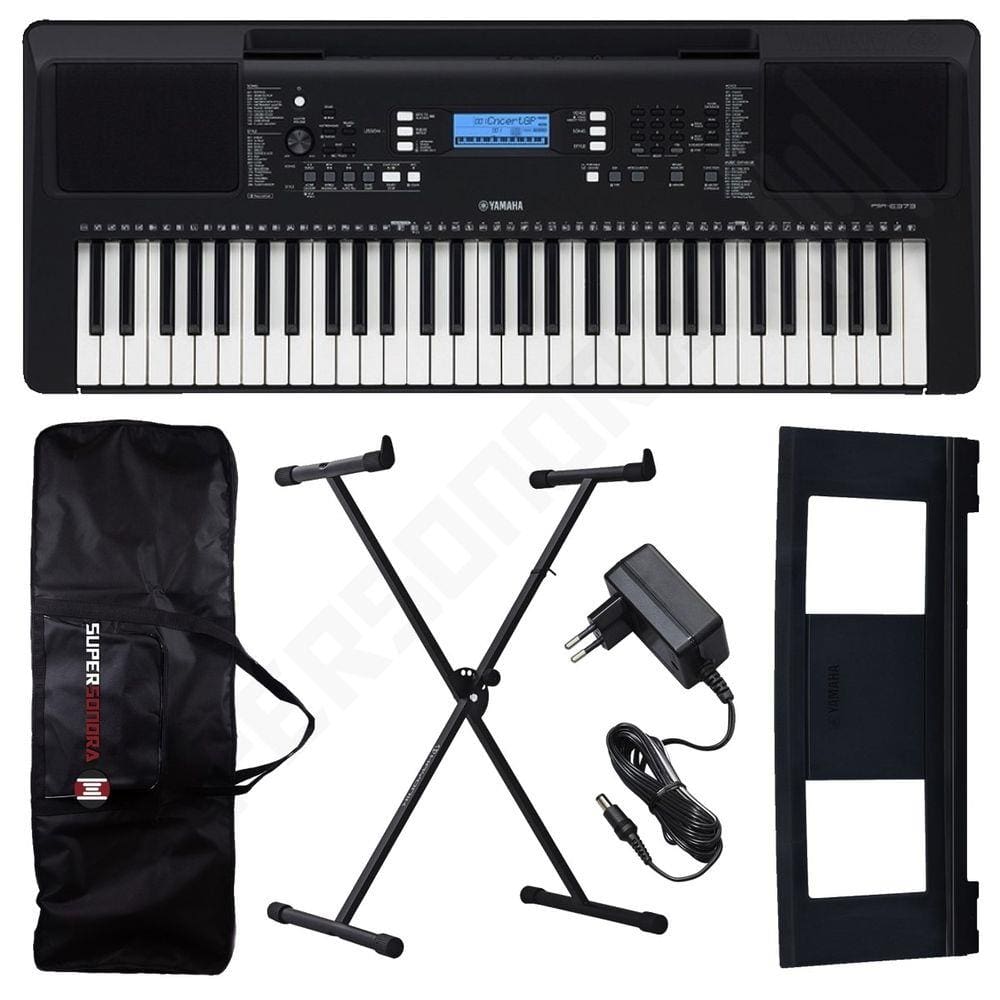 Teclado Yamaha PSR E 373 + Suporte + Capa - Engenho Store Instrumentos  Musicais