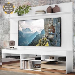 Rack c/ Espelho e Painel TV 65" c/ Suporte e Prateleira Madri Multimóveis