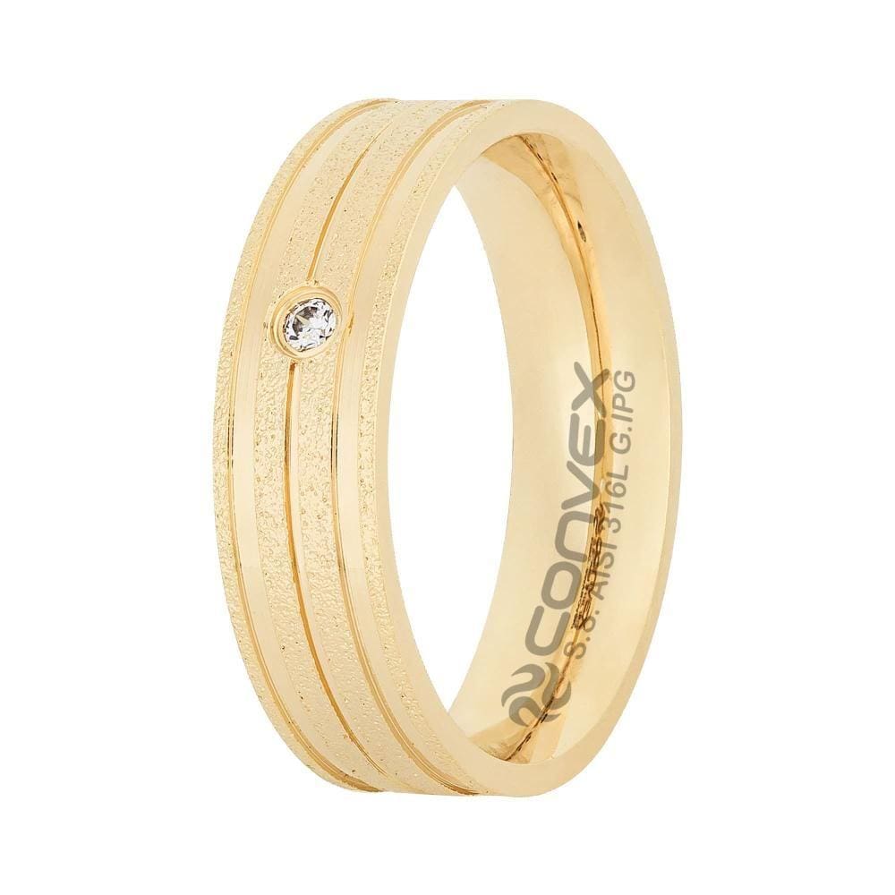 Aliança Aço Théa 6mm Gold IPG com GTR e Zircônia Swarovski