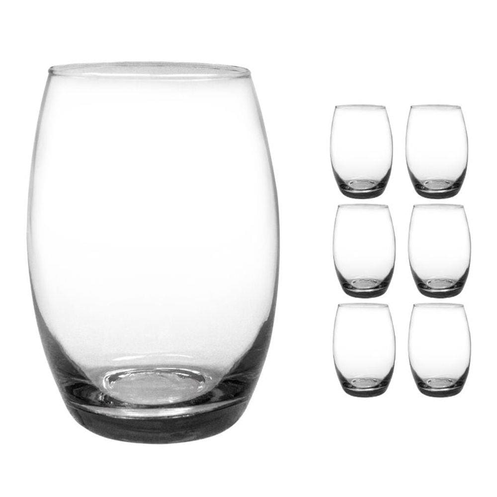 Copo Vidro 450ml (Suco, água) BELLAGIO jogo com 6 Cinza